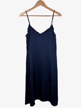 Wilfred Mille Slip Spaghetti Strap Cupro Midi Dress - Navy - Size 8